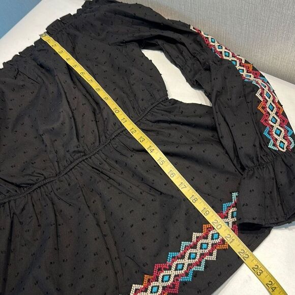 NWT Savanna Jane Off Shoulder Blouse Top Shirt Size Medium Black Long Sleeve Ruf - Picture 11 of 12